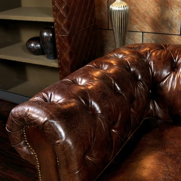 Home antique high quality vintage genuine leather sofa set 100% top grain leather chesterfield sofa luxury living room sofa furniture